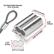 TheDisplayOutlet Aluminum Crimping Sleeve/Ferrule for 3/16" Batting Cage Cable 100ct. Image