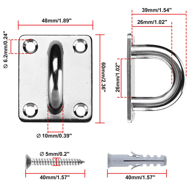 TheDisplayOutlet 304Stainless Steel Pad Eye Batting Cage Anchor Plate 6ct., M10 3/16in Image