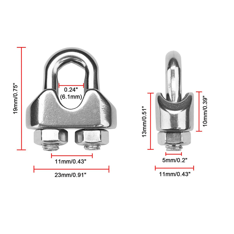 TheDisplayOutlet Stainless Steel Batting Cage Cable Clamps 18ct., M5(10mm) 3/16in Image