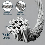 TheDisplayOutlet 4.8mm 3/16" Batting Cage Cable 316 Stainless Steel, 7x19, 500ft Image