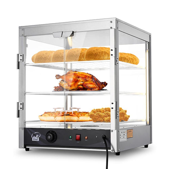 Food Warmer Display Cabinet 3-Tier 20x20x24 (Dimmable Light)