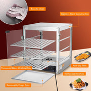 Food Warmer Display Cabinet 3-Tier 20x20x24 (Dimmable Light)