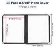 Clear Menu Covers 40ct/pk 8.5x11 4-Page 8-View