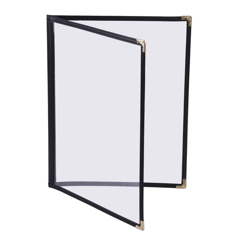 TheDisplayOutlet Clear Menu Covers 8.5x11 Black Menu Holder, Book Style 4-View 60ct/pk Image