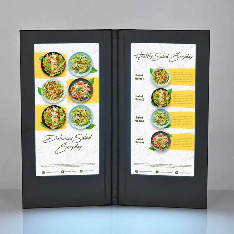 TheDisplayOutlet LED Backlit Menus Illuminated with Adaptor, 5.5x11in Book Style 2-View 1ct/pk Image
