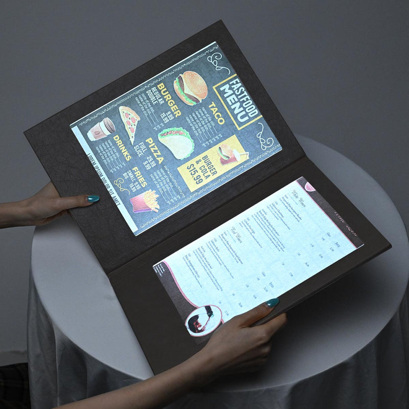 TheDisplayOutlet LED Menu Cover Illuminated Menus 8.5x11 with Adaptor, Book Style 2-View 1ct/pk Image