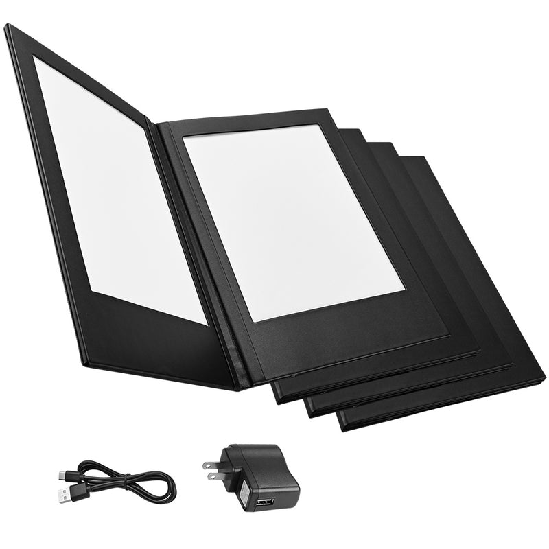 TheDisplayOutlet LED Menu Cover Illuminated Menus 8.5x11 with Adaptor, Book Style 2-View 4ct/pk Image