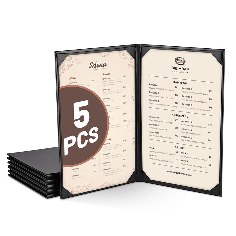 Menu Covers PU Leather 5ct/Pack 8.5x14
