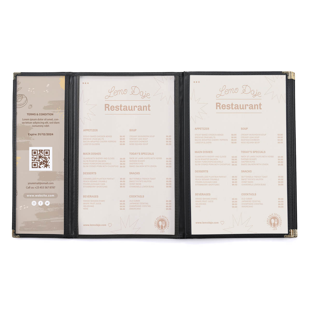 Clear Menu Covers 8.5x14 & Half Menu Holder 30ct/pk