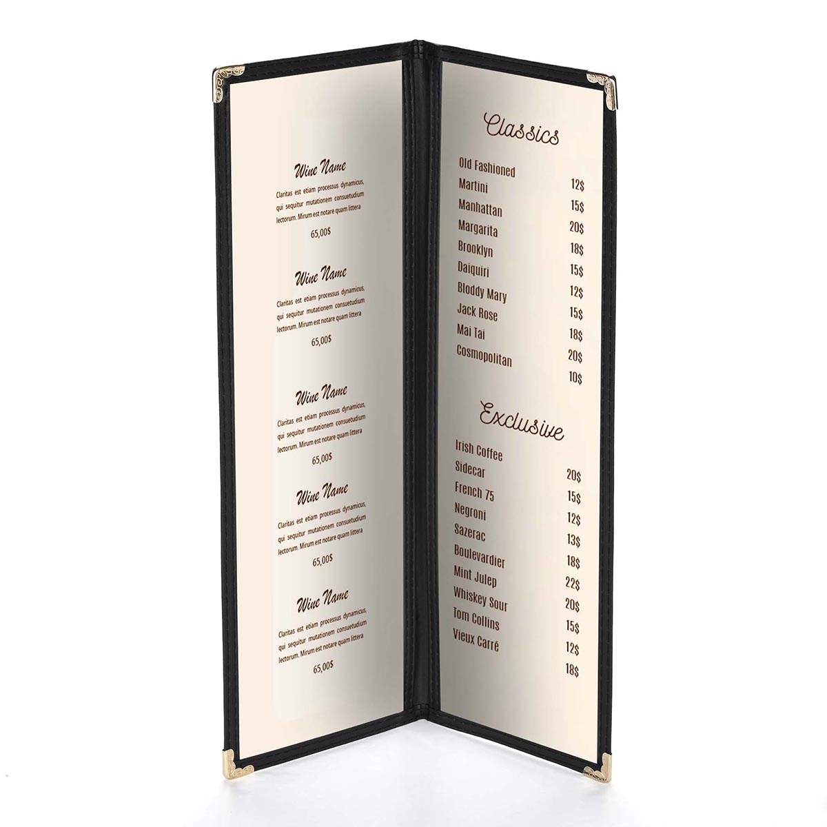 Clear Menu Covers 4.25x14 Drinks Wine Menu Holder 30ct/pk