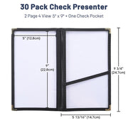 TheDisplayOutlet Guest Check Presenter with Credit Card/Receipt/Cash Pocket 30ct/pk Image