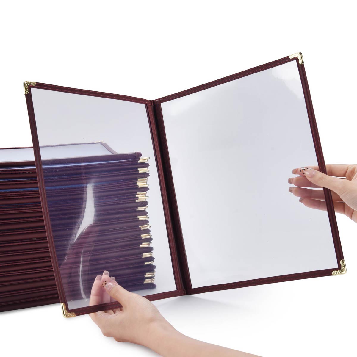 Wine Red Clear Menu Covers 8.5x11