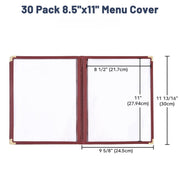 Wine Red Clear Menu Covers 8.5x11