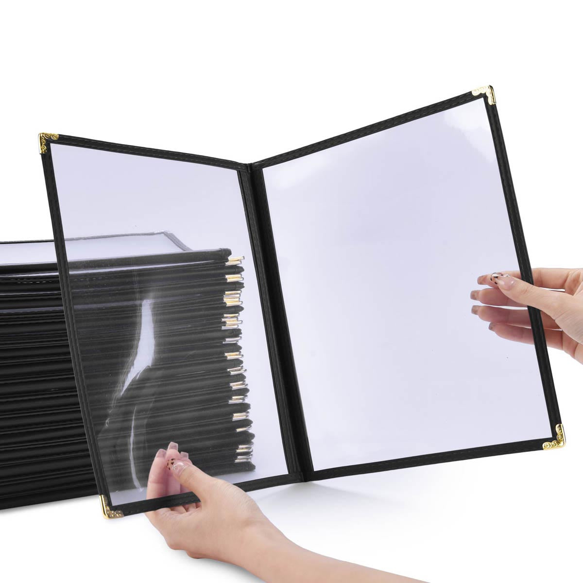 Clear Menu Covers 8.5x11 Black Menu Holder