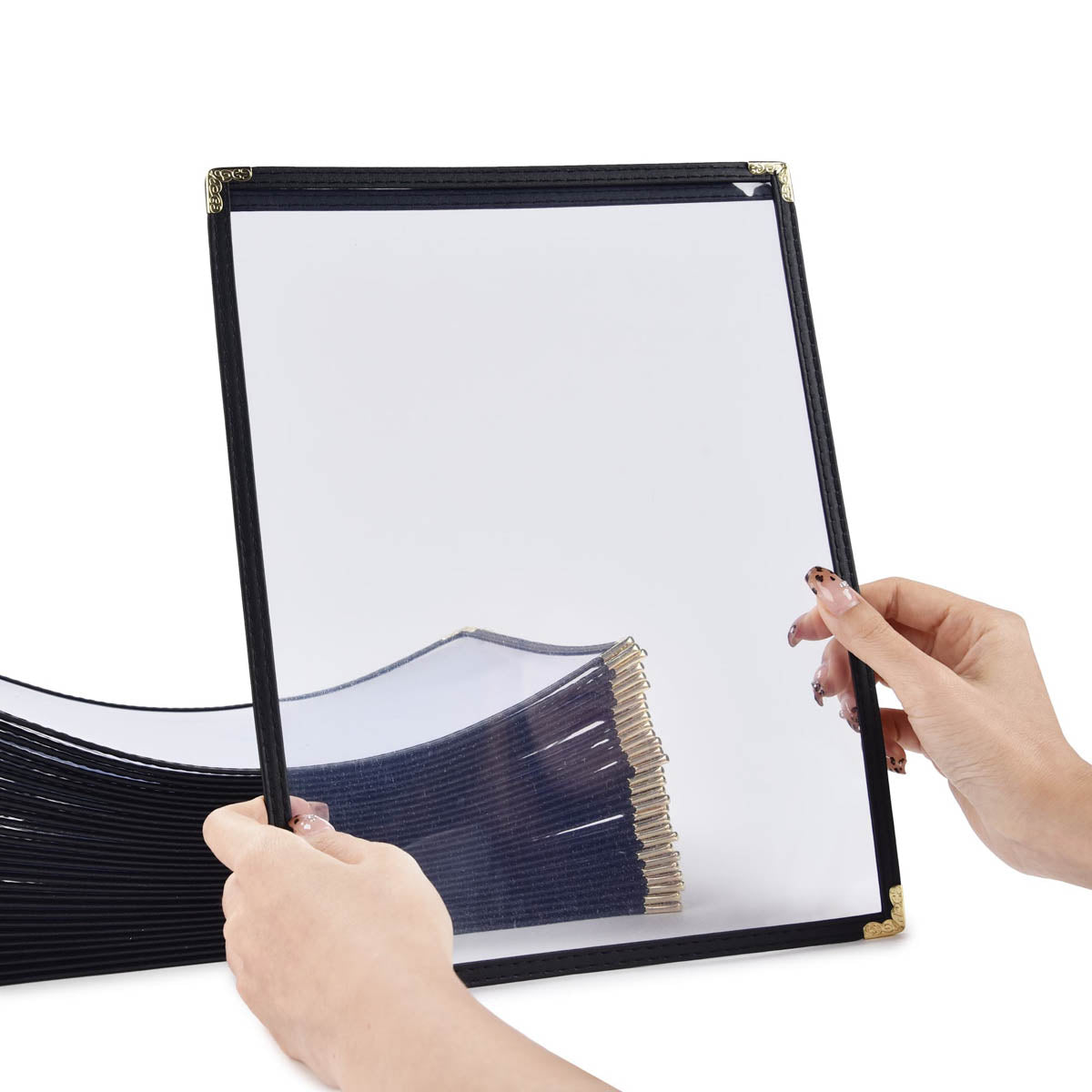 Clear Menu Covers 8.5x11 Black Menu Holder