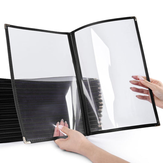 Clear Menu Covers 8.5x14 Black Menu Books