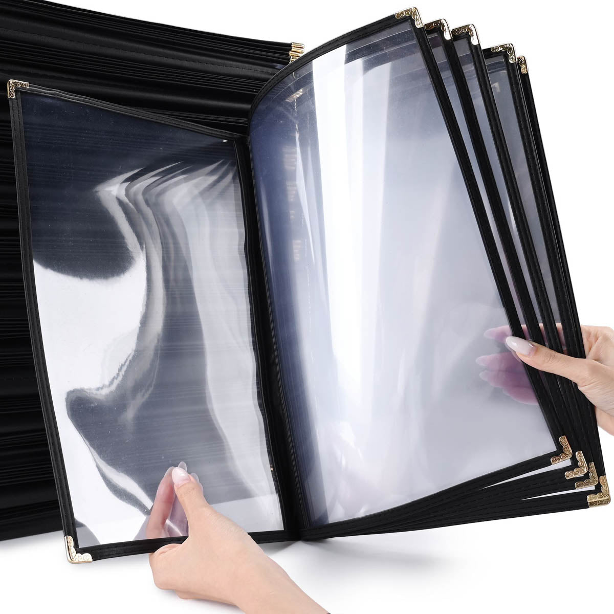 Clear Menu Covers 8.5x14 Black Menu Books 30ct/pk