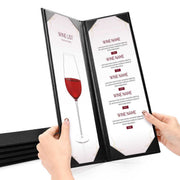 TheDisplayOutlet Menu Covers PU Leather Wine Drinks Menu Holder 4.25x14 5ct., Book Style 2-View Image