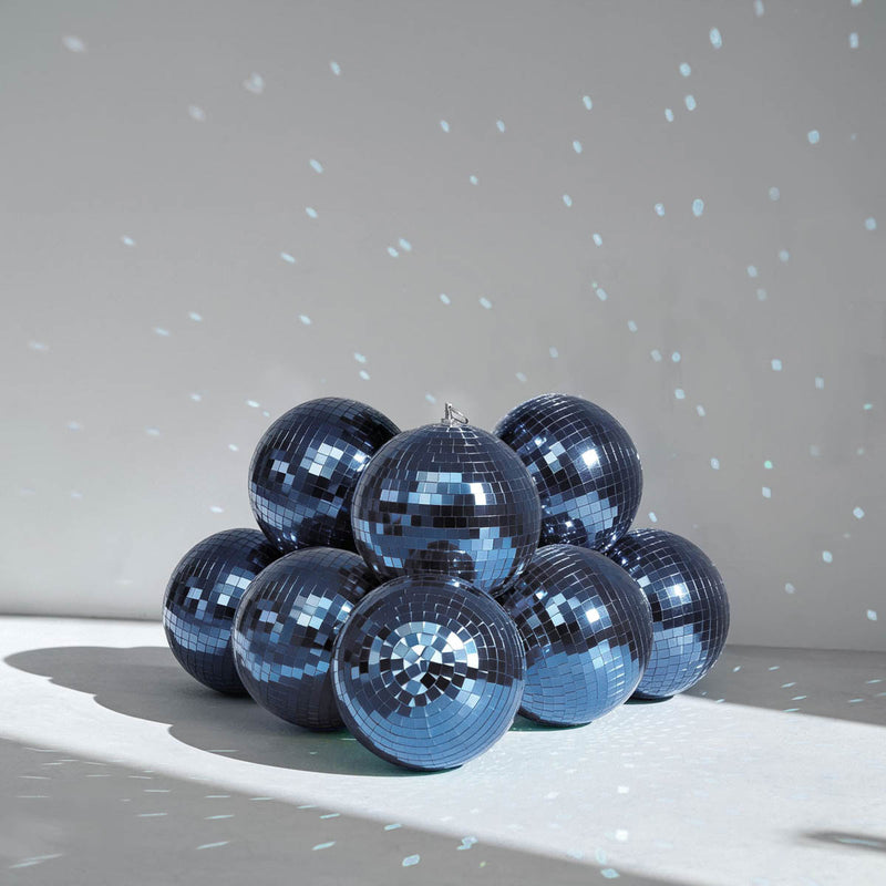 TheDisplayOutlet Mirror Disco Ball with Hanging Ring, 7in Blue Image