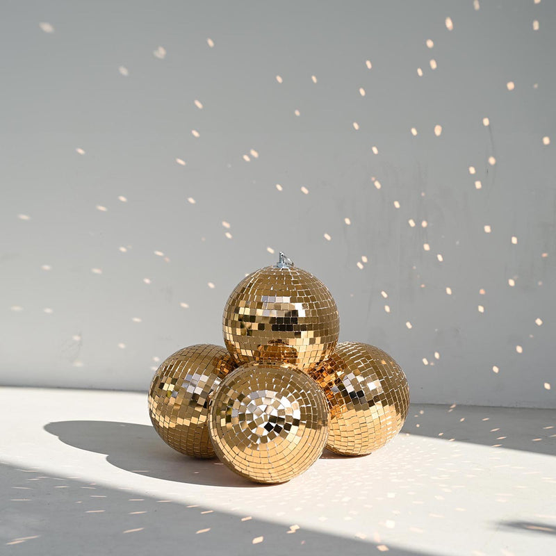 TheDisplayOutlet Mirror Disco Ball with Hanging Ring, 7in Gold Image