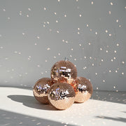 TheDisplayOutlet Mirror Disco Ball with Hanging Ring, 7in Rose Gold Image