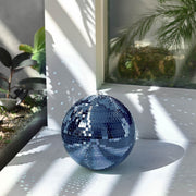 TheDisplayOutlet Mirror Disco Ball with Hanging Ring, 12in Blue Image