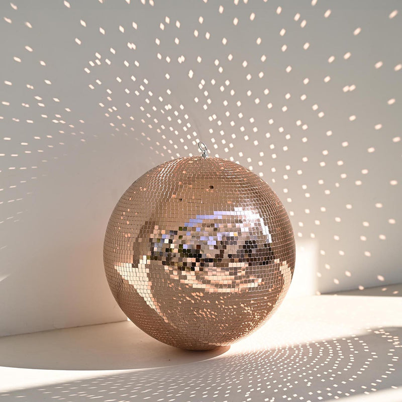 TheDisplayOutlet Mirror Disco Ball with Hanging Ring, 16in Rose Gold Image