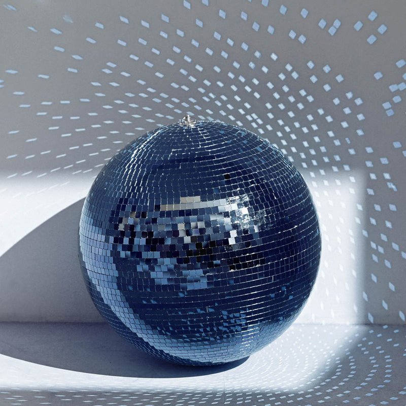 TheDisplayOutlet Mirror Disco Ball with Hanging Ring, 20in Blue Image
