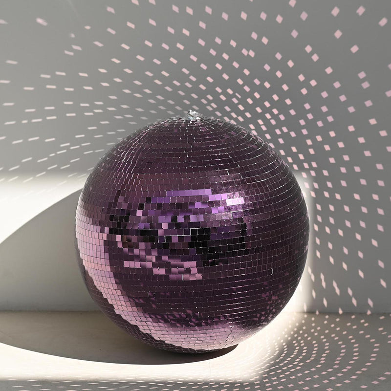 TheDisplayOutlet Mirror Disco Ball with Hanging Ring, 20in Purple Image