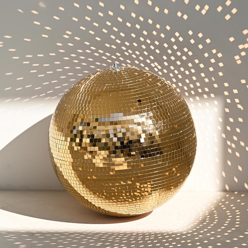 TheDisplayOutlet Mirror Disco Ball with Hanging Ring, 20in Gold Image
