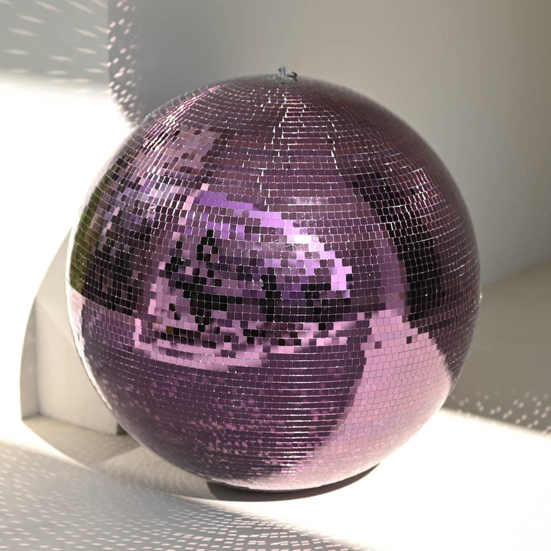 TheDisplayOutlet Mirror Disco Ball with Hanging Ring, 24in Purple Image