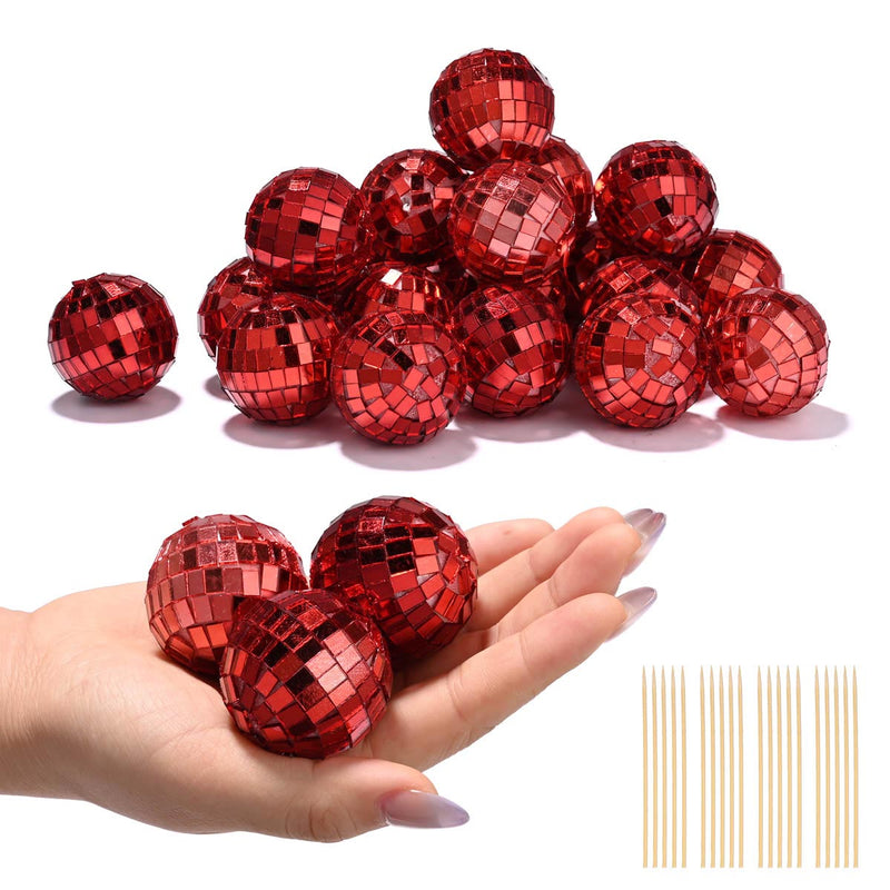 TheDisplayOutlet 1.6in Small Mirror Disco Ball in Bulk 120ct, Red Image