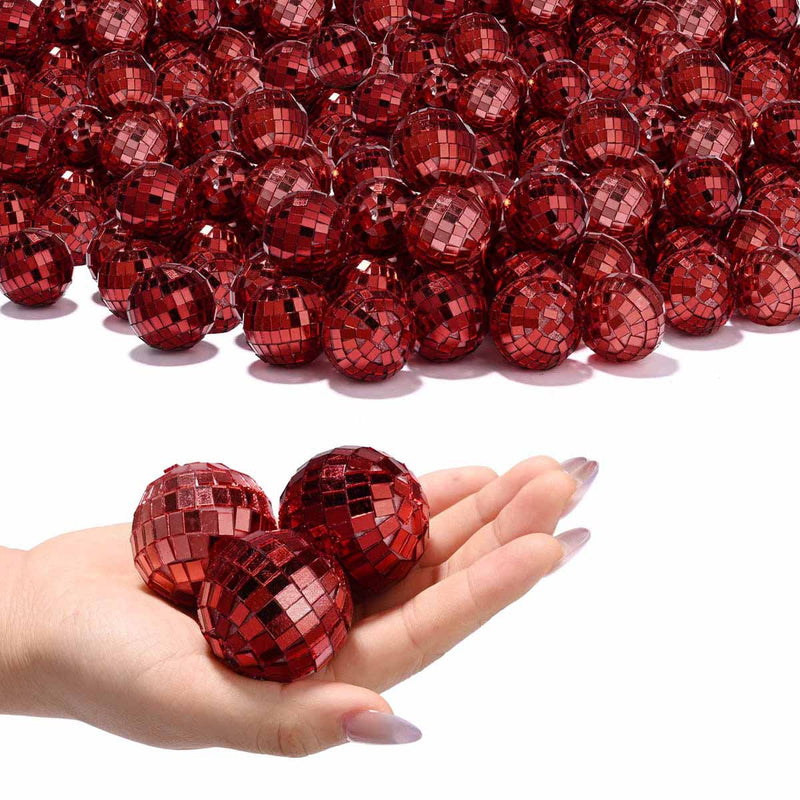 TheDisplayOutlet 1.6in Small Mirror Disco Ball in Bulk 120ct, Red Image