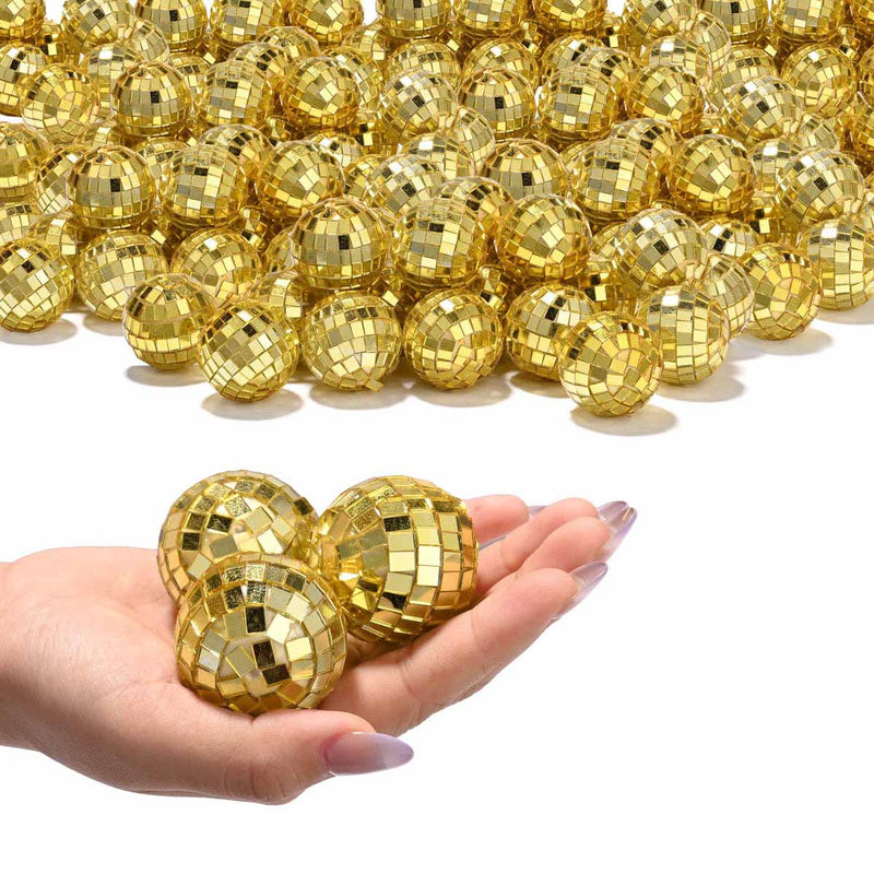 TheDisplayOutlet 1.6in Small Mirror Disco Ball in Bulk 120ct, Gold Image