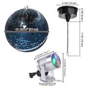 TheDisplayOutlet Retro Party Disco Light (RGB Light, Mirror Ball & Motor), 12in Blue Image