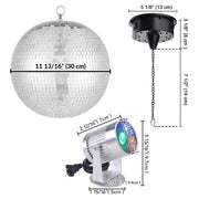 TheDisplayOutlet Retro Party Disco Light (RGB Light, Mirror Ball & Motor), 12in Silver Image