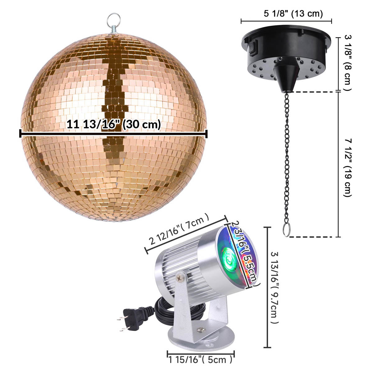Retro Party Disco Light (RGB Light, Mirror Ball & Motor)