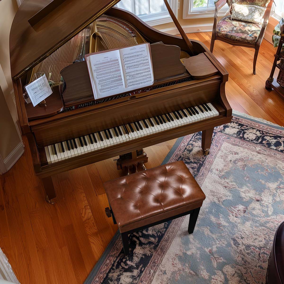 Adjustable Piano Bench with Storage 23x13