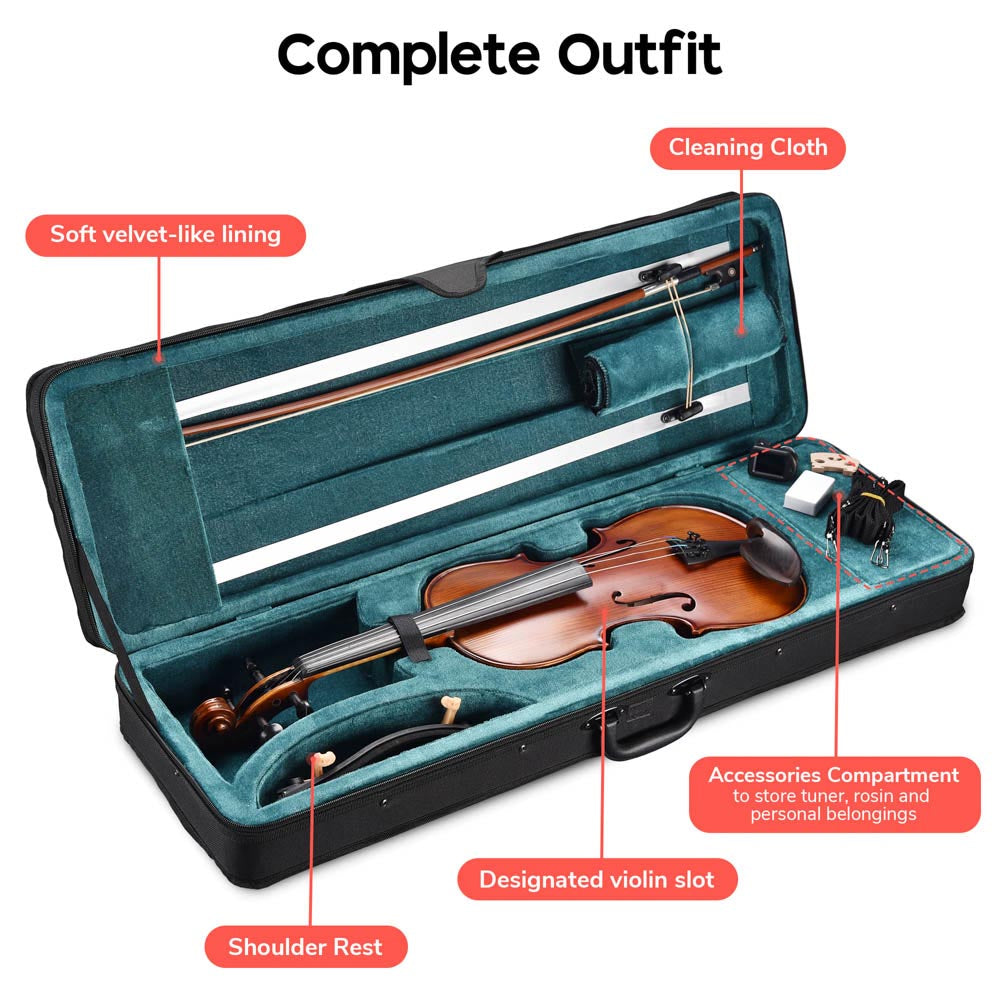 200A Full Size Violin with Bow Case Maple Wood The Display Outlet