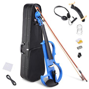 TheDisplayOutlet 4/4 Electric Violin for Beginners Headphone Rosin Case Included, Blue Image