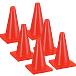 18" Traffic Cones 6-Pack Fluorescent PVC