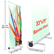 TheDisplayOutlet Standard Retractable Banner Stand Custom Printed Graphics 33"x79" Image