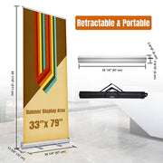 TheDisplayOutlet 33"x79" Roll Up Retractable Aluminum Banner Stand Image