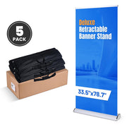 TheDisplayOutlet 33" Roll Up Retractable Aluminum Banner Stand w/ Bag 5ct. Image