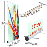 TheDisplayOutlet 33"x79" Retractable Banner Stand with Light for Trade Show Image