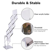 TheDisplayOutlet Foldable Literature Stand Magazine Rack 4 Pockets Image