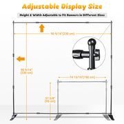 8 ft Adjustable Telescopic Trade Show Banner Stand