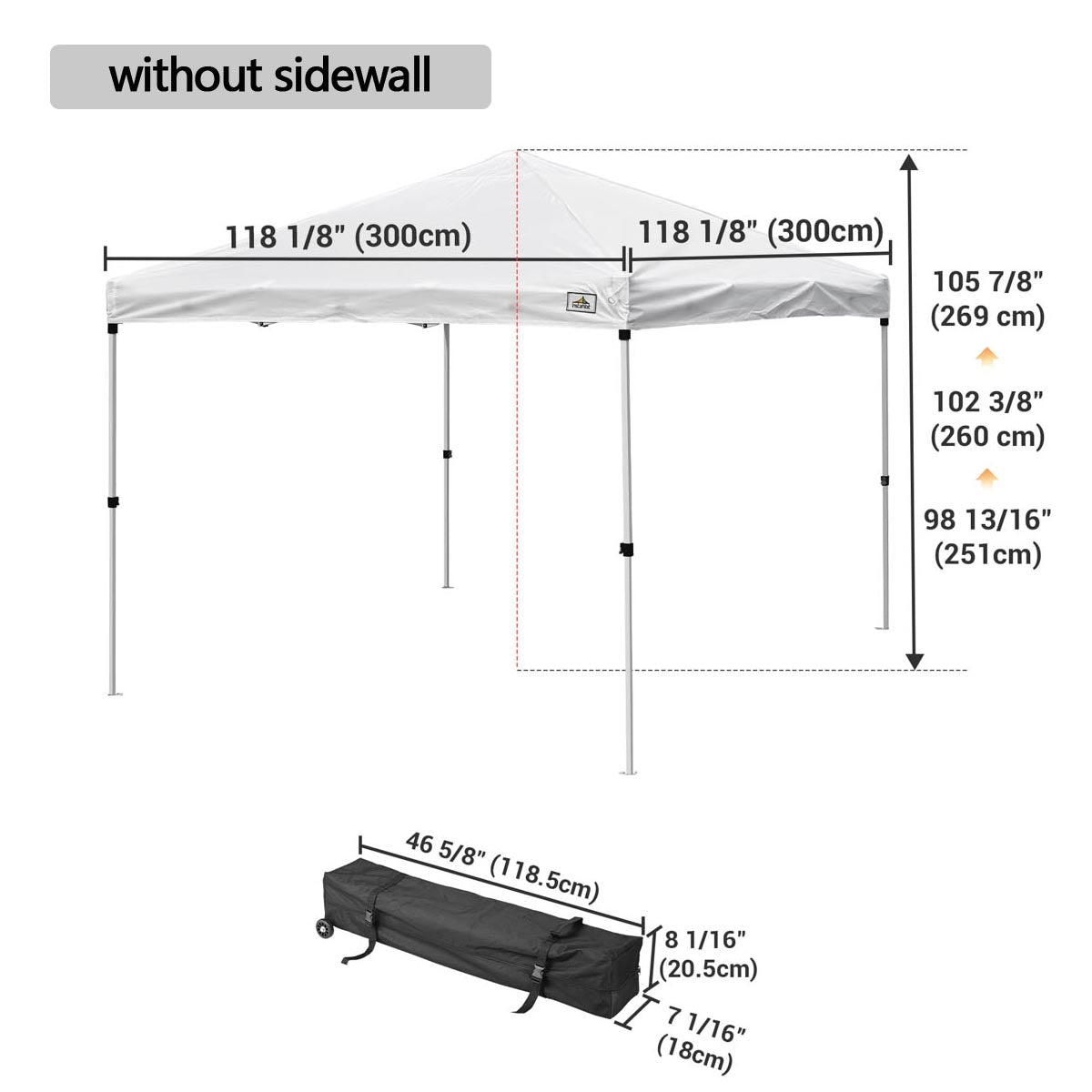 canopy tent dimensions 10x10 Pop Up Canopy for Vendors, Incl. Carry Bag, Opt. Sidewalls
