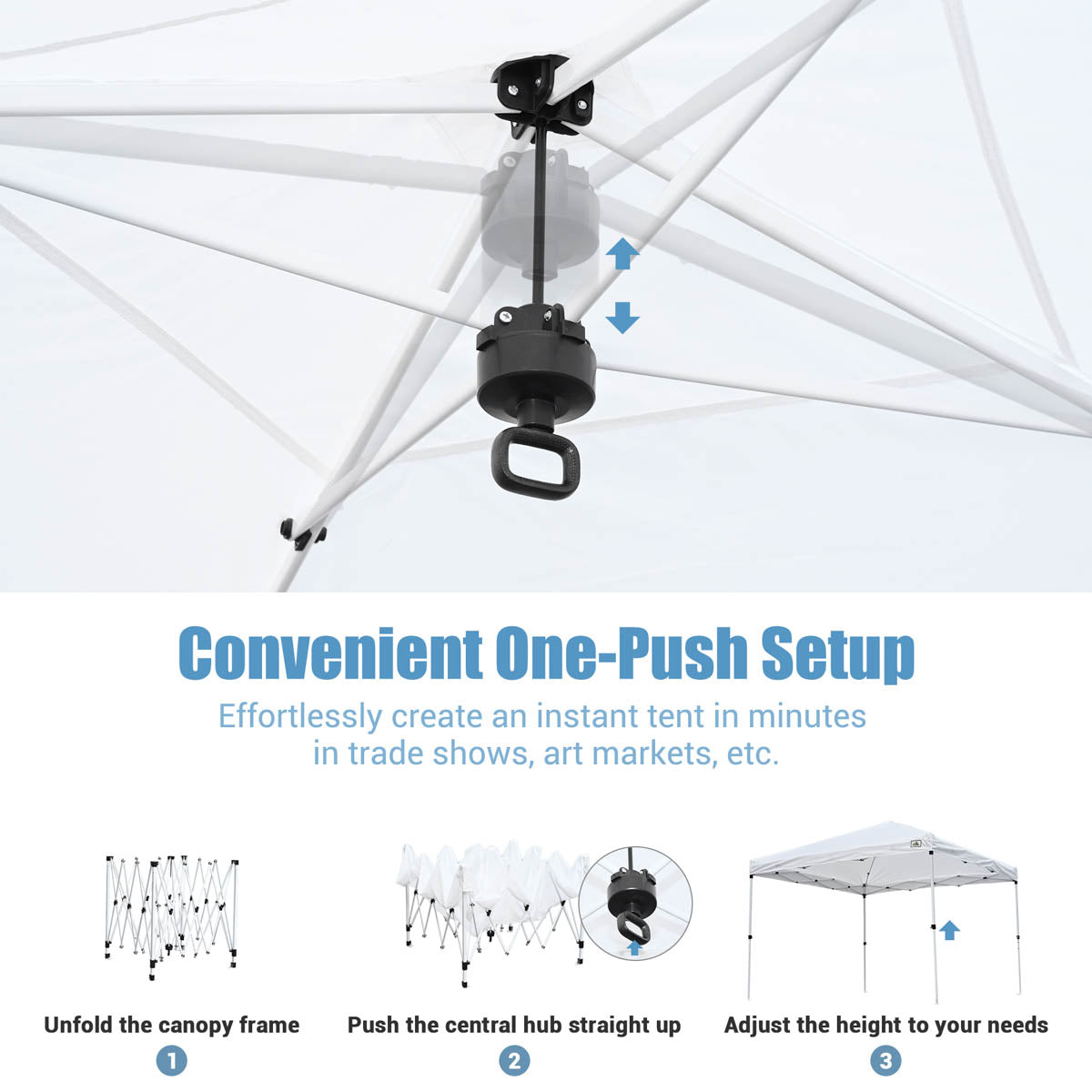 push up tent 10x10 Pop Up Canopy for Vendors, Incl. Carry Bag, Opt. Sidewalls