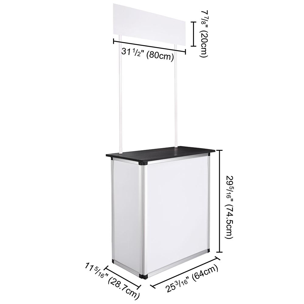 Portable Trade Show Display Podium Counter w/ Header Black